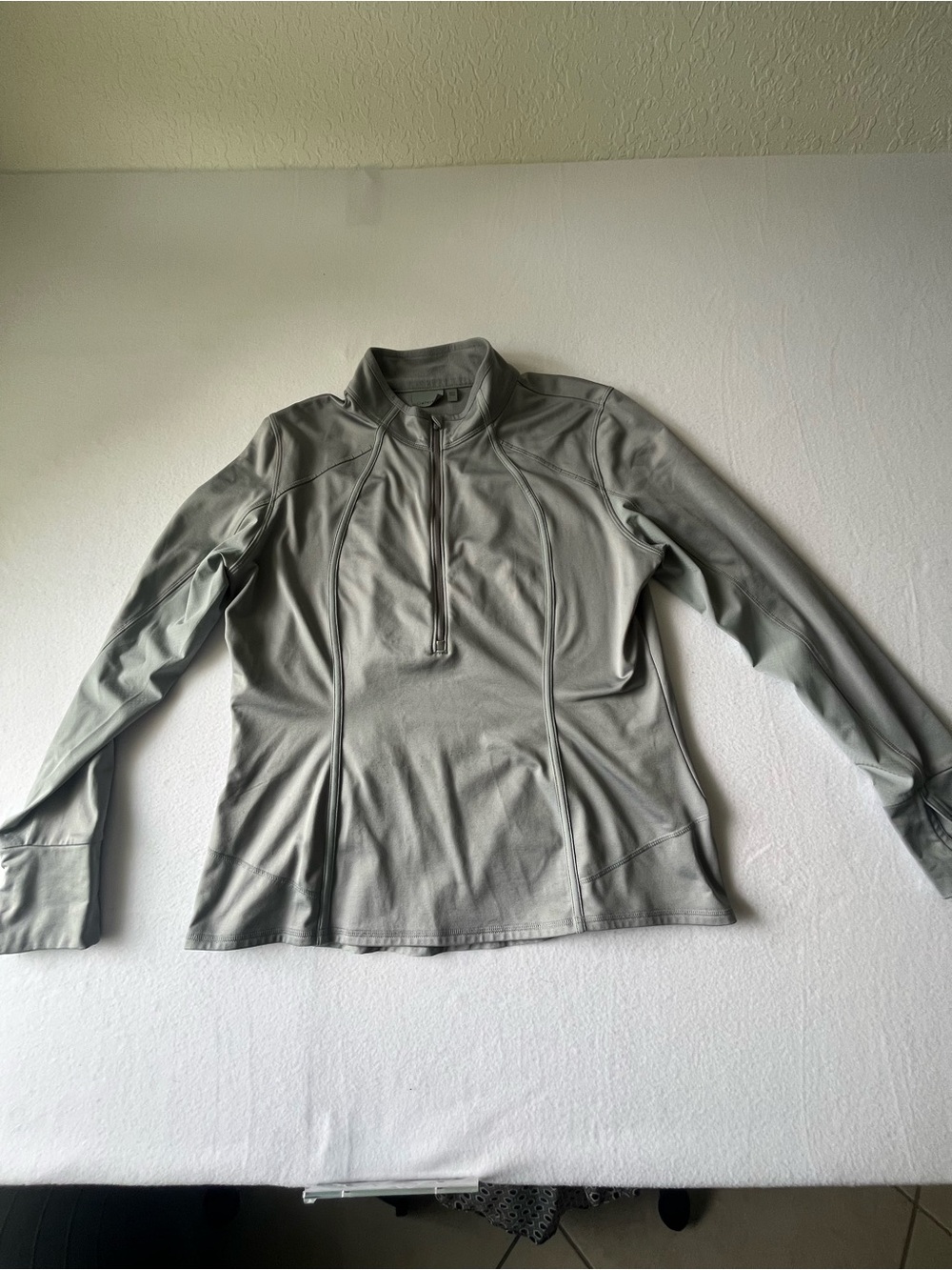 Athleta Light Sage Quarter-Zip Performance Top